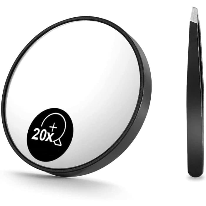 Makeup mirror 20x magnifying mirror and eyebrow tweezers kit for