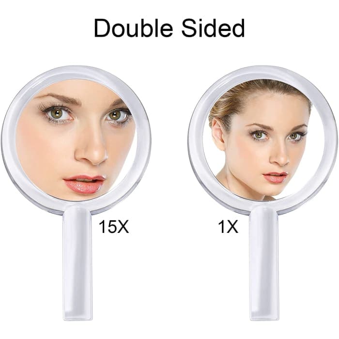 15x Magnifying Hand Mirror Two Sided Use For Makeup