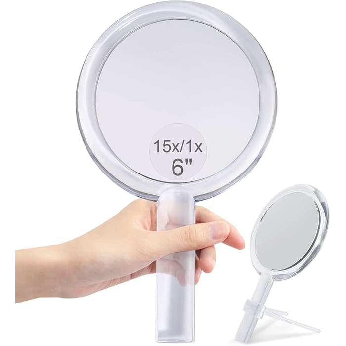 15x Magnifying Hand Mirror Two Sided Use For Makeup