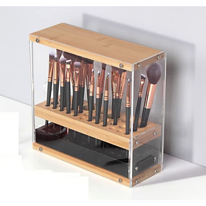 31 Holes Acrylic Bamboo Brush Holder Organiser Beauty