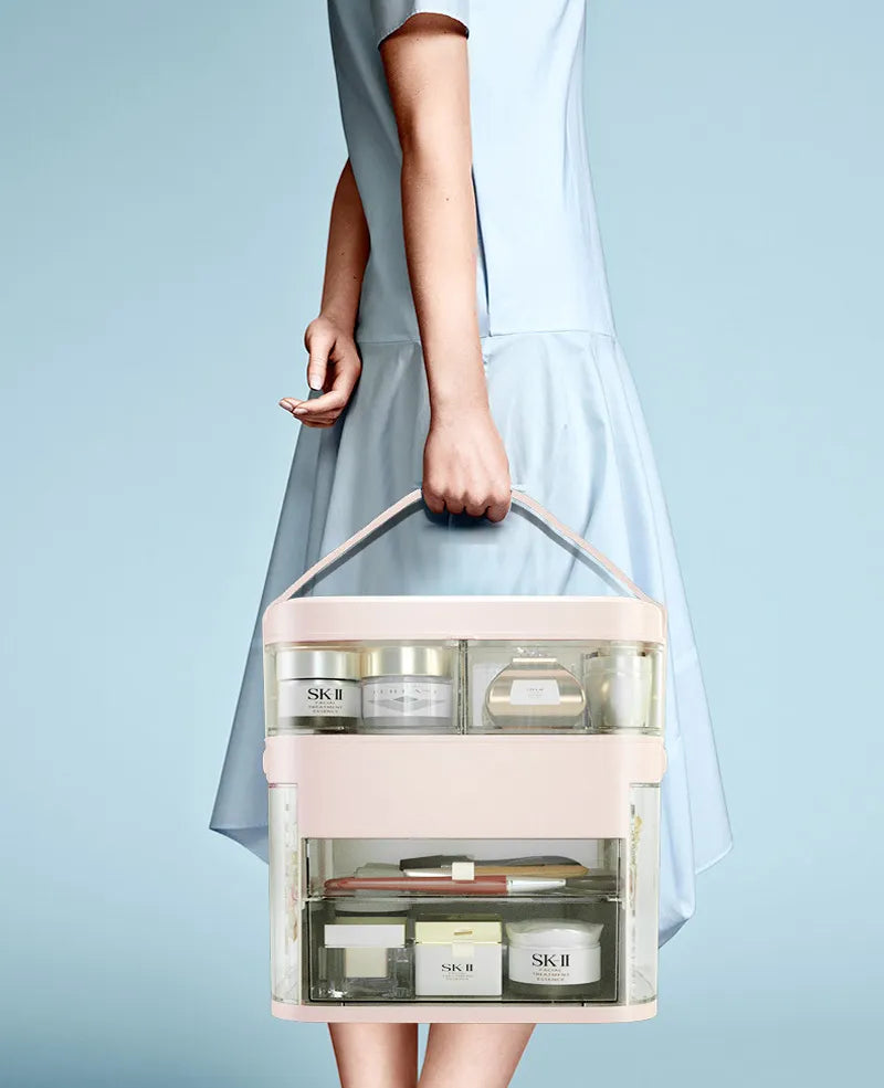 Led Makeup Mirror With Light Cosmetic Storage Box