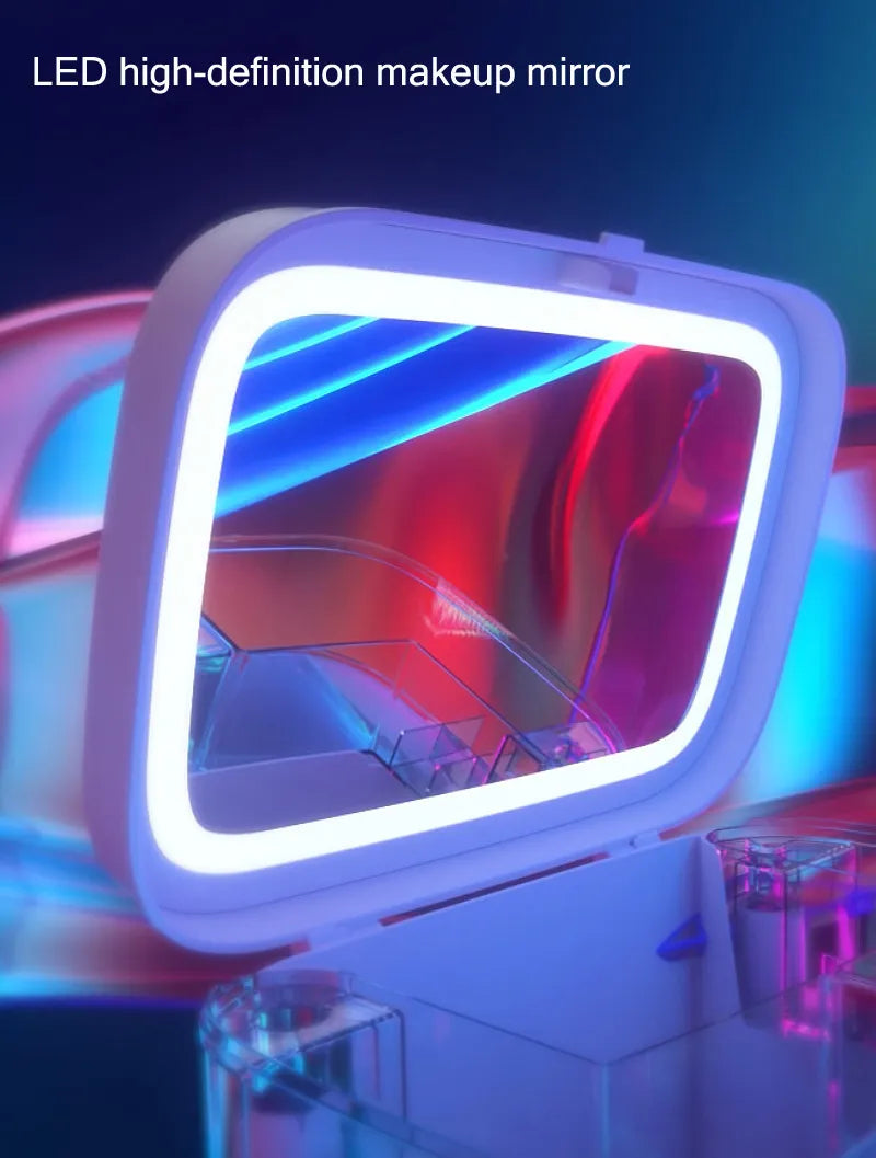 Led Makeup Mirror With Light Cosmetic Storage Box