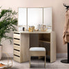 Artiss Corner Dressing Table & Mirror Stool Set - Makeup