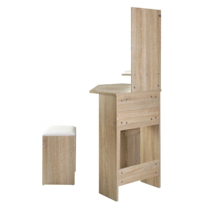 Artiss Corner Dressing Table & Mirror Stool Set - Makeup