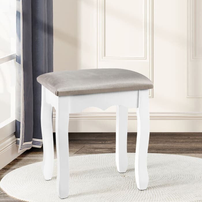 Artiss Dressing Table Vevlit Grey Stool - Makeup Chair