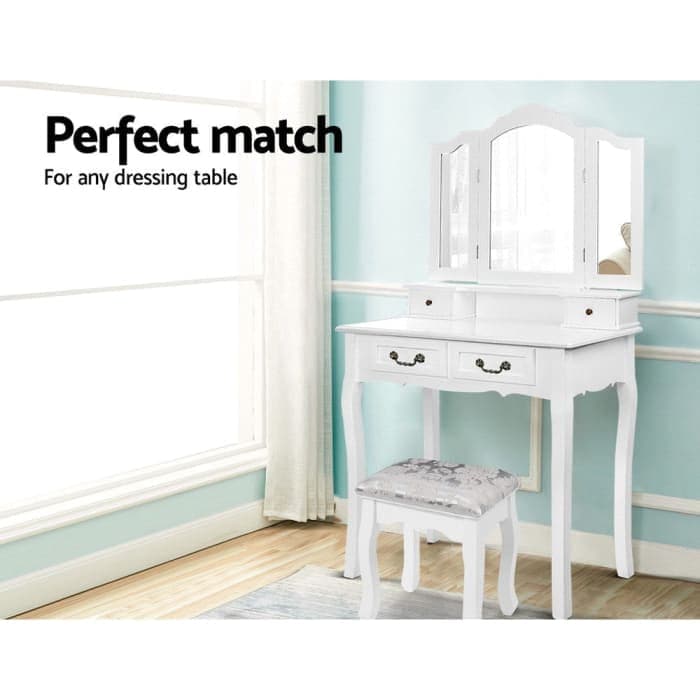 Artiss Dressing Table White Stool - Furniture > Bar Stools