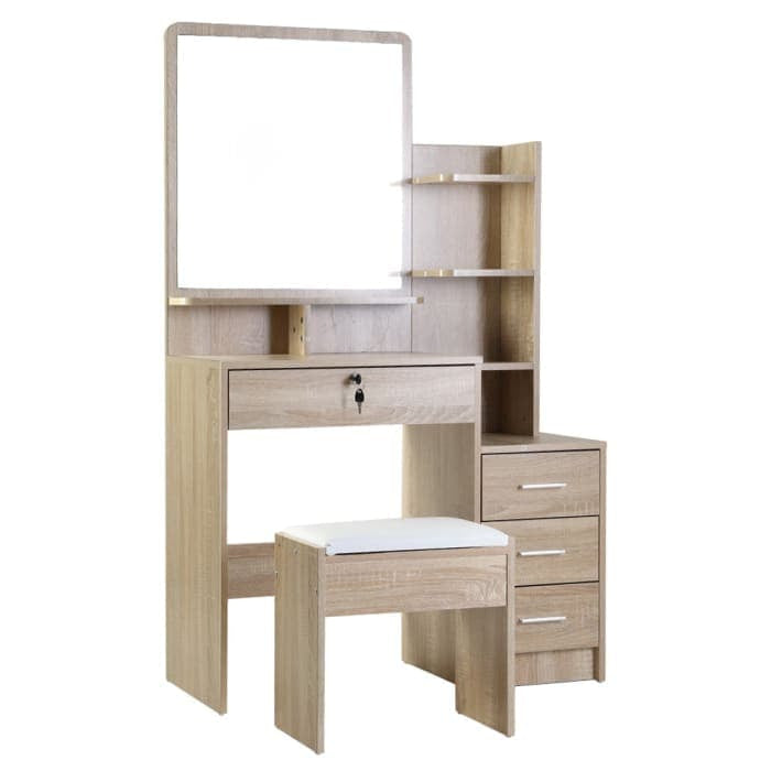 Artiss Oak Dressing Table Mirror Stool Set & Vanity Makeup