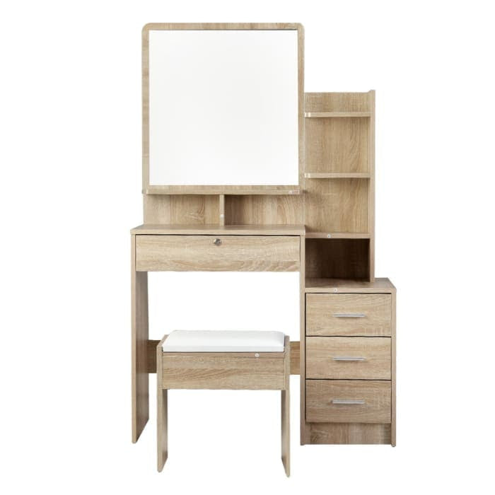 Artiss Oak Dressing Table Mirror Stool Set & Vanity Makeup