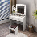 Diana Vanity Set With Shelves Cushioned Stool And Lighted