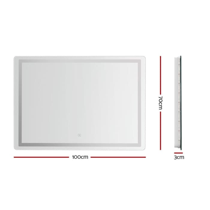 Embellir Wall Mirror 100x70cm With Led Light Bathroom Home