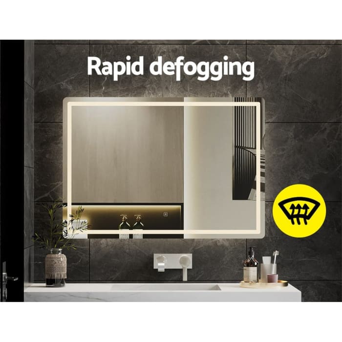 Embellir Wall Mirror 100x70cm With Led Light Bathroom Home