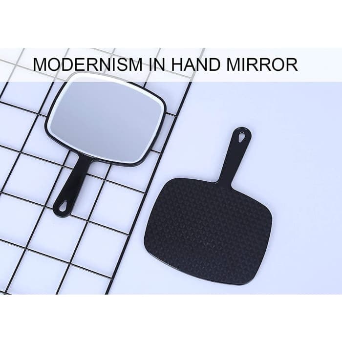 Extra Large Black Handheld Mirror With Handle (24 x 16 Cm)