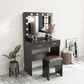 Fidel Vanity Set With Cushioned Stool And Lighted Mirror-