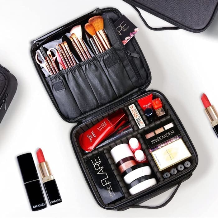 Gominimo Travel Makeup Bag With Adjustable Dividers (black)