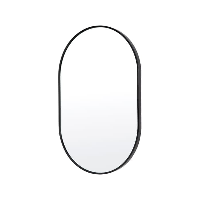 La Bella Black Wall Mirror Oval Aluminum Frame Makeup Decor