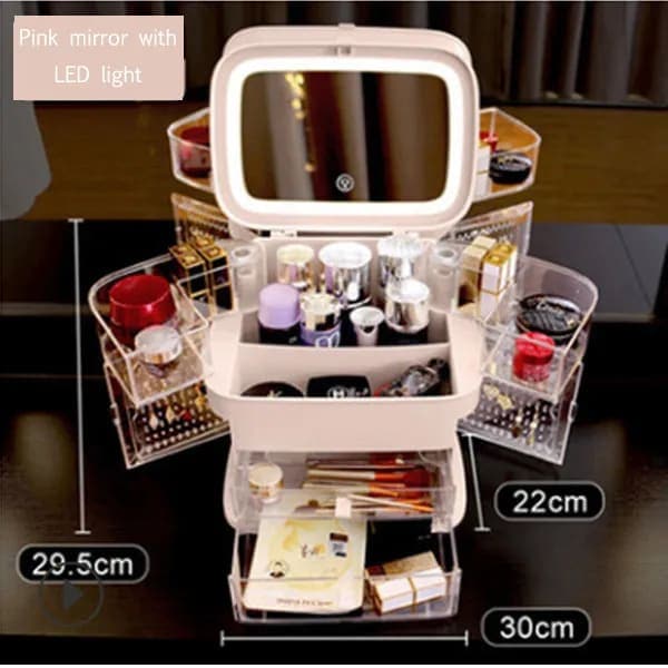 Led Makeup Mirror With Light Cosmetic Storage Box - Health