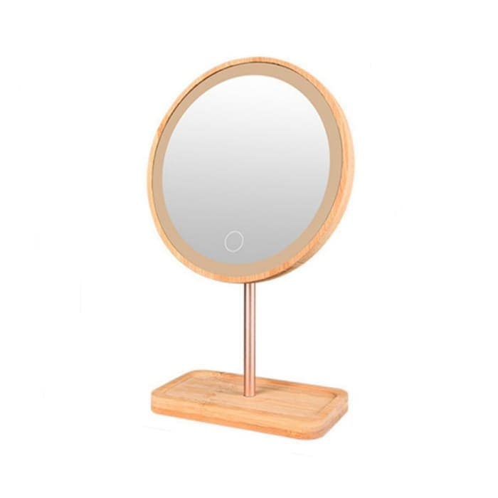 Wooden 3 Colour Led 3x Magnifying Desktop Makeup Mirror