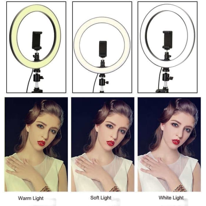 10’ Led Selfie Ring Light With 160cm Tripod - Makeup Mirror