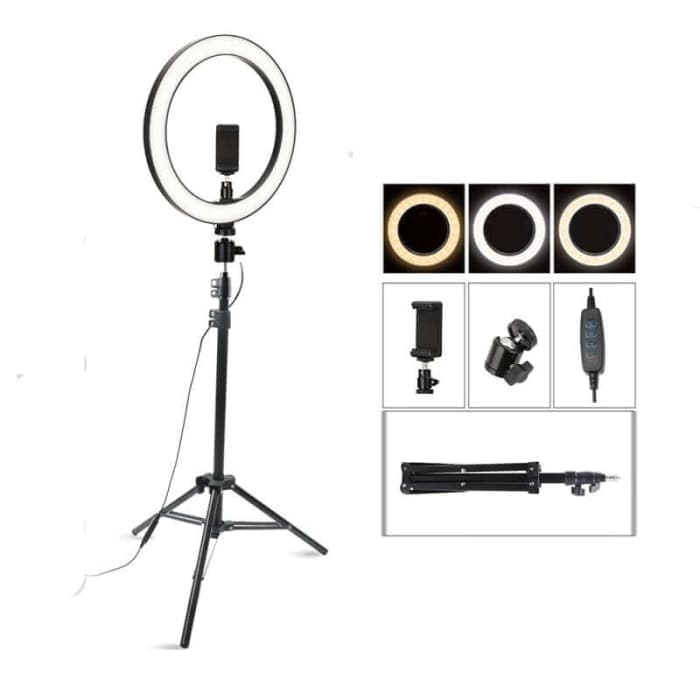 10’ Led Selfie Ring Light With 160cm Tripod - Makeup Mirror