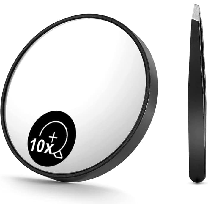10x Magnifying Mirror And Eyebrow Tweezers Kit For Travel -
