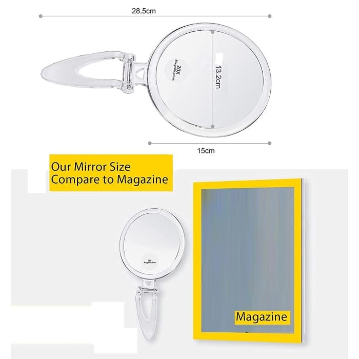 20x Magnifying Hand Mirror Two Sided Use For Makeup
