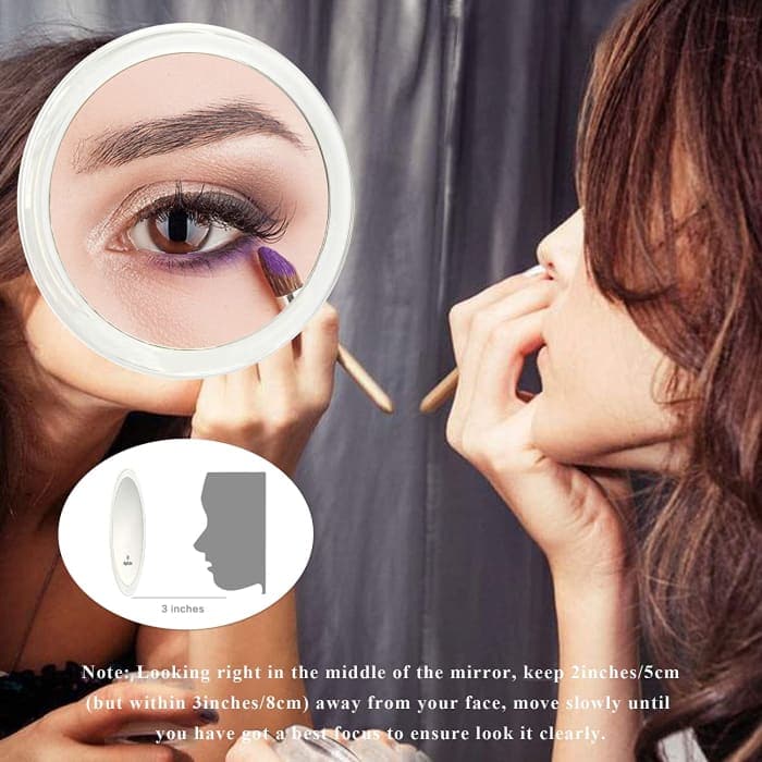 20x Magnifying Hand Mirror With Suction Cups Use For Makeup