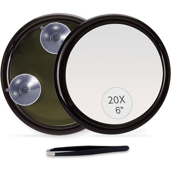 20x Magnifying Hand Mirror With Suction Cups Use For Makeup