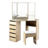 Artiss Corner Dressing Table & Mirror Stool Set - Makeup