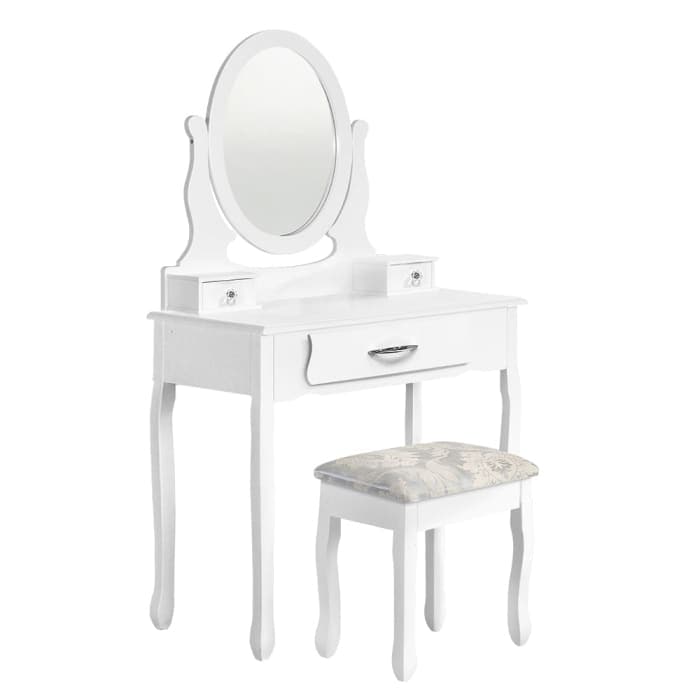 Artiss Dressing Table Stool Makeup Mirror Drawer White