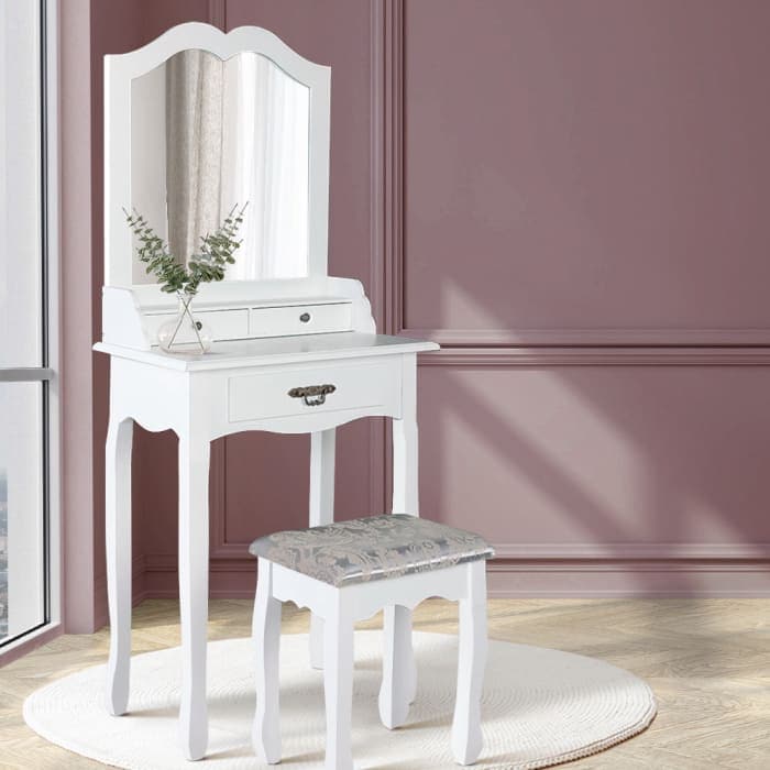 Artiss Dressing Table Stool Mirror Drawer Makeup Jewellery