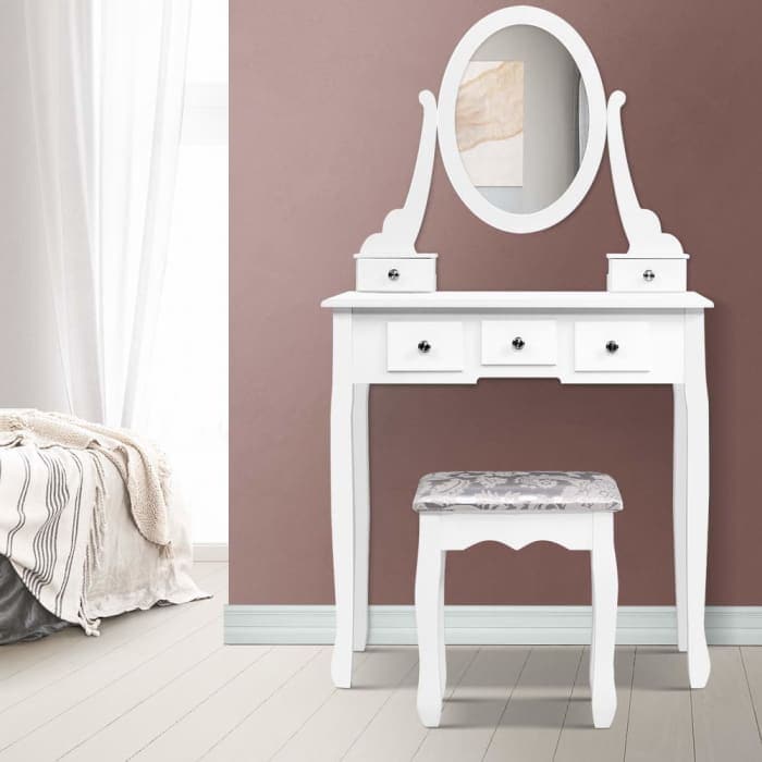 Artiss Dressing Table Stool Set - Makeup Mirror