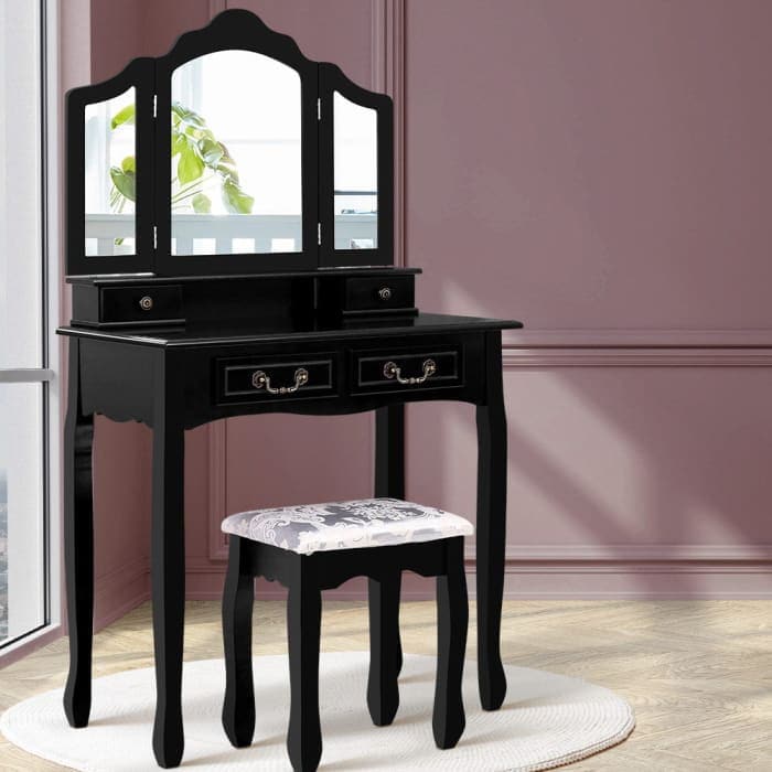 Artiss Dressing Table With Mirror - Black - Furniture >
