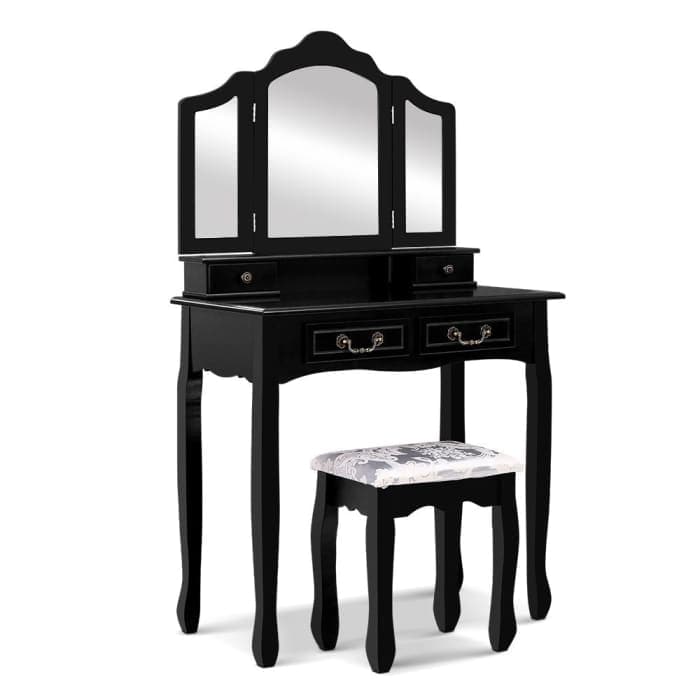 Artiss Dressing Table With Mirror - Black - Furniture >