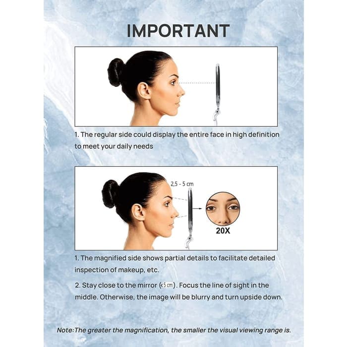 Double-sided 1x/20x Magnifying Foldable Makeup Mirror