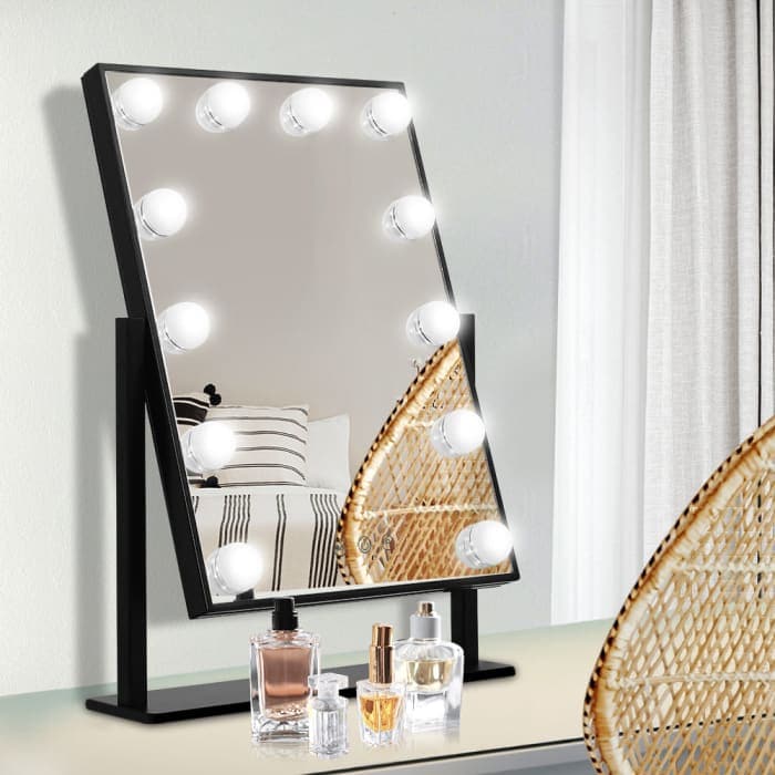 Embellir Led Standing Makeup Mirror - Black Health & Beauty