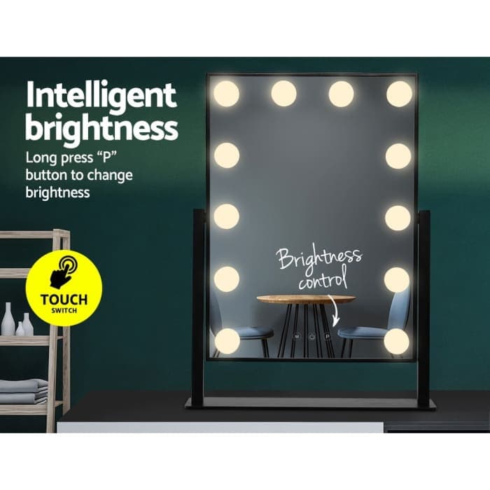 Embellir Led Standing Makeup Mirror - Black - Health &