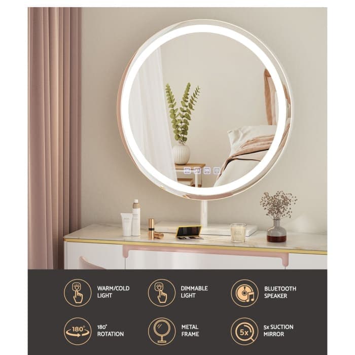 Embellir Makeup Mirror With Bluetooth And Led 50cm - Health