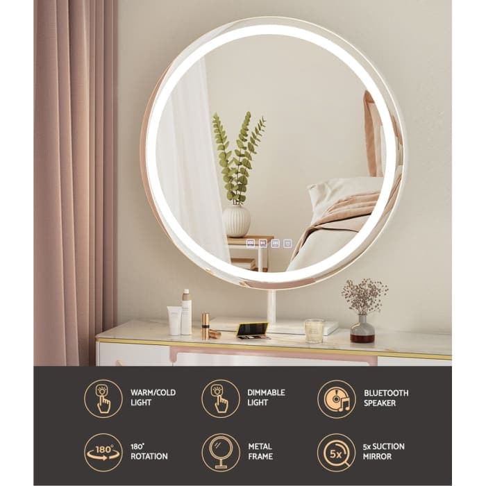 Embellir Makeup Mirror With Bluetooth And Led 60cm - Health