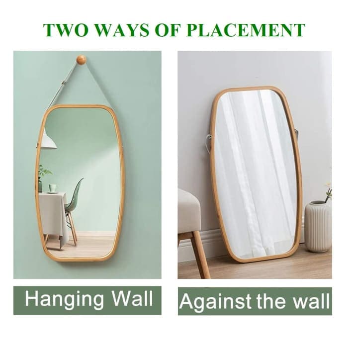 Hanging Full Length Wall Mirror - Solid Bamboo Frame