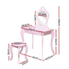 Keezi Pink Kids Vanity Dressing Table Stool Set Mirror