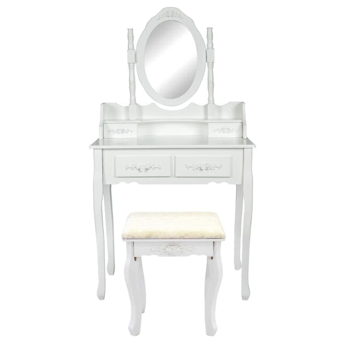 La Bella White Dressing Table Angella 1 Mirror 4 Drawers