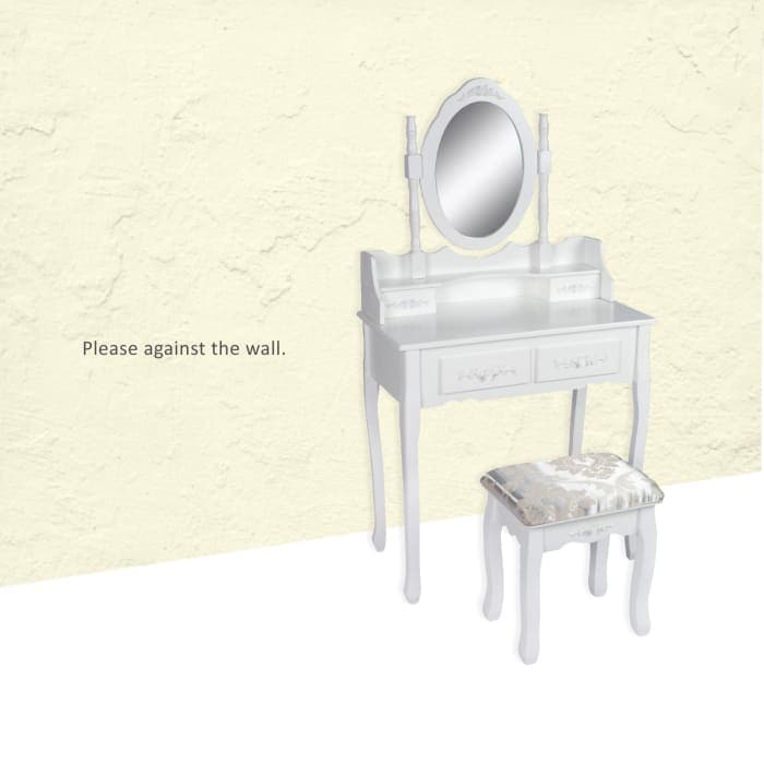 La Bella White Dressing Table Angella 1 Mirror 4 Drawers