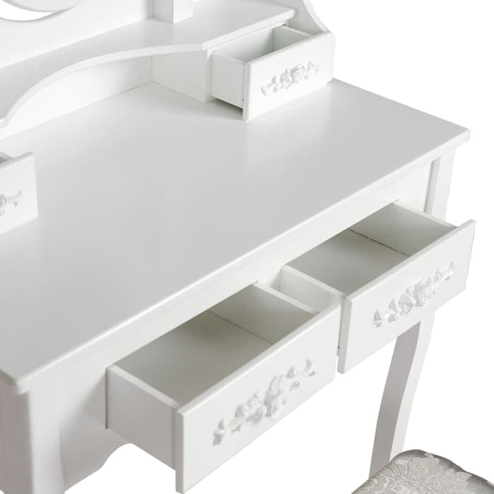 La Bella White Dressing Table Angella 1 Mirror 4 Drawers