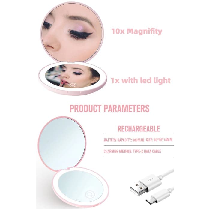 Led 10x Portable Magnifying Mirror - Apparel & Accessories