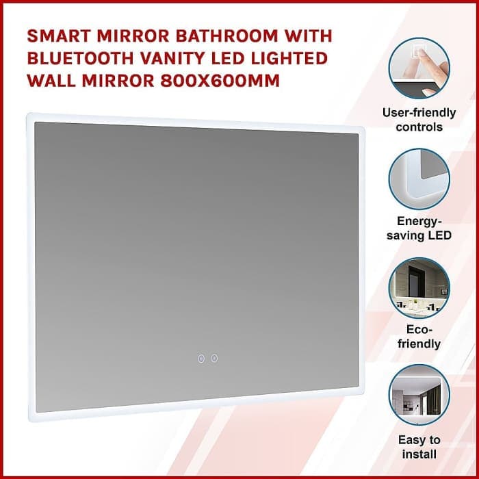 Smart Makeup Mirror - Bluetooth Led Lighted Wall 800x600mm