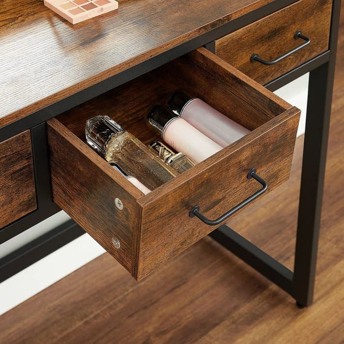 Vasagle Dresser Table With Trifold Mirror Rustic Brown